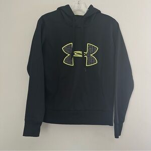 Under Armour Cold Gear Black Hoodie with Neon Green Trim around UA Logo